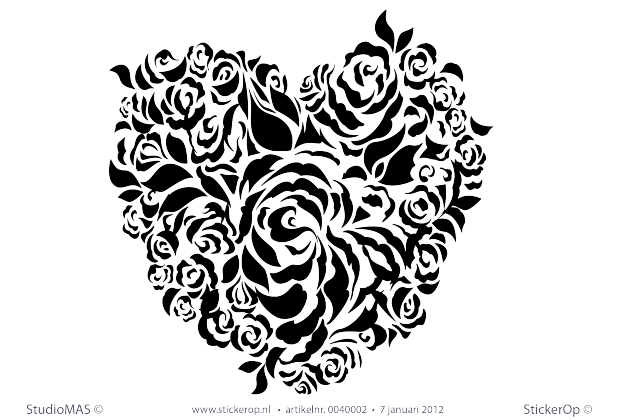 Muurstickers thema muursticker liefde rozen hart