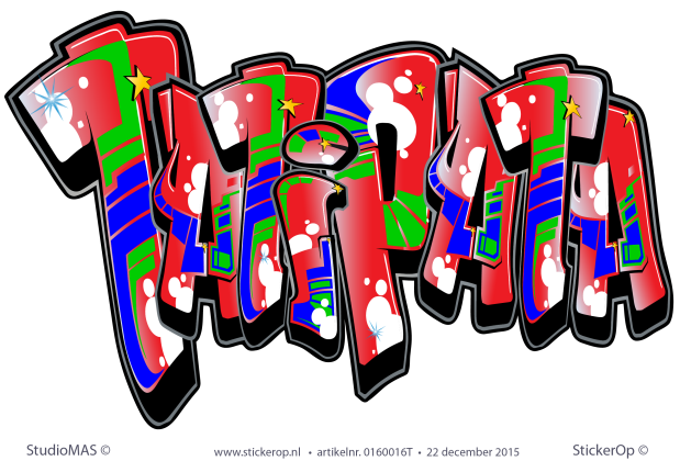Muurstickers graffiti - Tatipata in kleuren Molukse vlag muursticker graffiti Tatipata