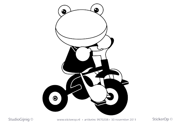 Muurstickers thema muursticker kinderkamer kikker op driewieler