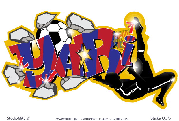 Muursticker graffiti thema voetbal - Omhaal Yari - Yari