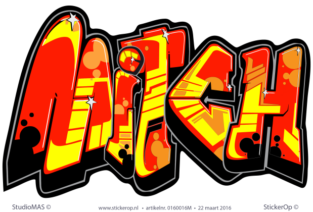 Muurstickers graffiti type A - Mitch muursticker graffiti type A Mitch