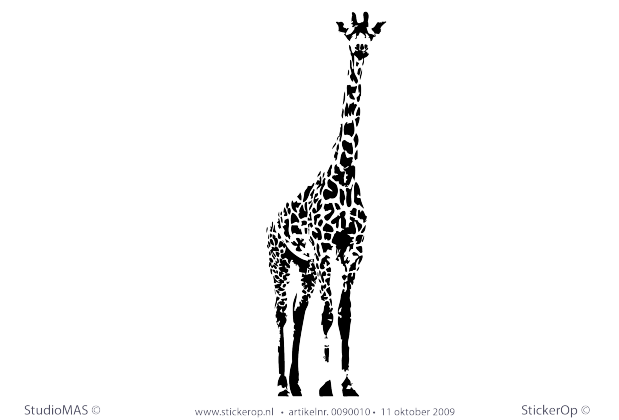 Muursticker thema muursticker dieren giraf front