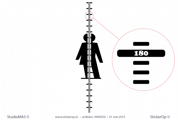 deursticker groeimeter 10 tot 200 cm