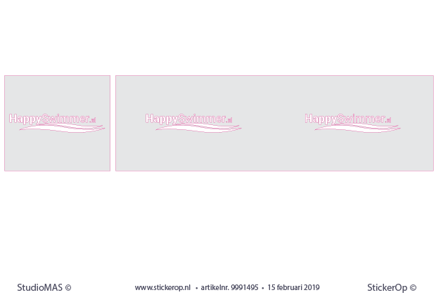 raamstickers privacy folie met logo Happy Swimmer uitgesneden - 1 stuks 50 x 45 en 1 stuks 150 x 45 logo - Happy Swimmer - raamfolie