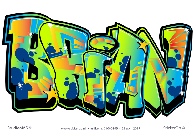 Muurstickers graffiti - Brian muursticker graffiti type A Brian