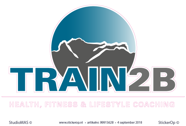 Muursticker zakelijk logo - Train2B - witte contour