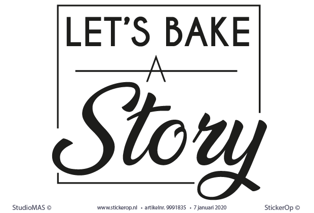 Muur-, deur-, raamsticker zakelijk logo - Let's bake a Story zakelijk logo - Lets Bake a Story