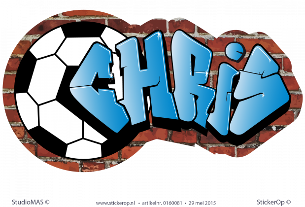 Muursticker graffiti thema voetbal - Chris muursticker graffiti voetbal chris