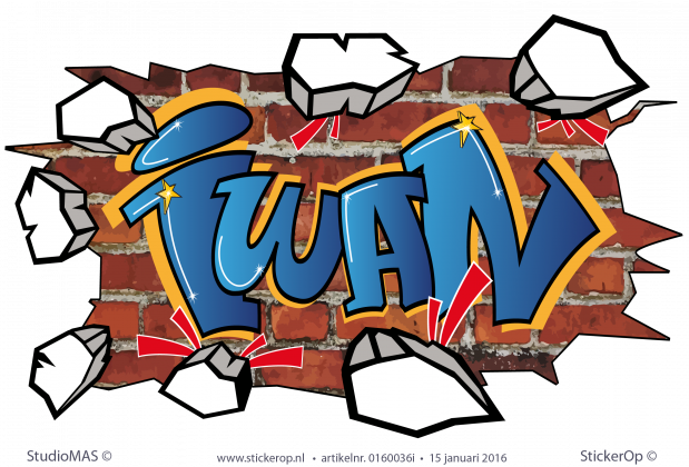 Muursticker graffiti type G - Iwan muursticker graffiti iwan
