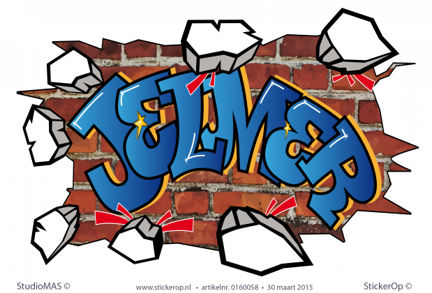 Muursticker Graffiti baksteen muur - Jelmer muursticker graffiti jelmer baksteen