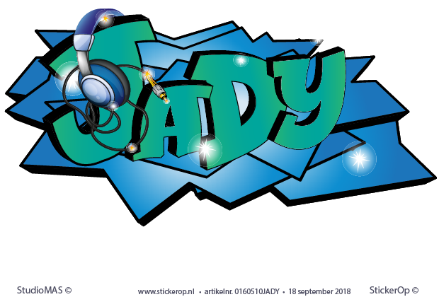 Muurstickers graffiti - naamsticker Jady muursticker muzikale graffiti Jady