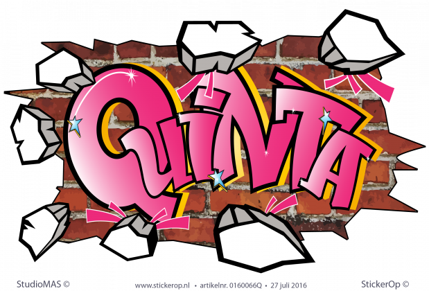 Muurstickers full colour graffiti - Quinta muursticker graffiti Quinta
