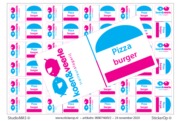 - vlaggetjes-stickers - Koen en Veerle - Pizza burger