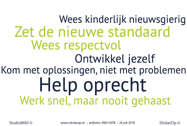 Muursticker zakelijke woordenwolk - core values CodeGuild Muurstickers zakelijk gebruik - woordenwolk CodeGuild