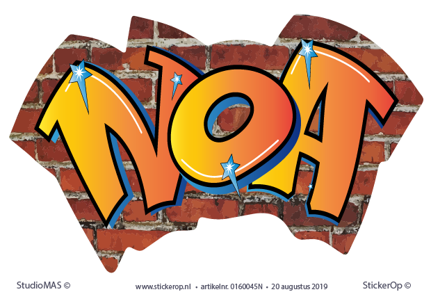 Muursticker graffiti naam op muur - Noa