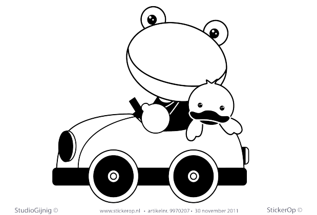 Muurstickers thema muursticker kinderkamer kikker in auto