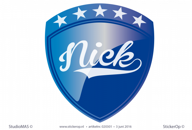 Muursticker kinderkamer naamschild - Nick muursticker kinderkamer naamschild Nick
