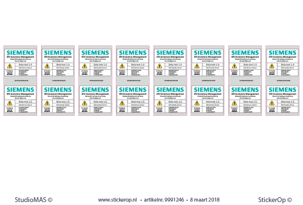 Machinestickers zakelijk gebruik - Siemens sensor - 8 stuks 89 x 187 mm