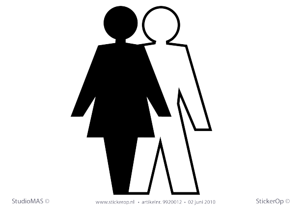 Toiletdeur stickers gemengd toilet man-vrouw deursticker gemengd toilet