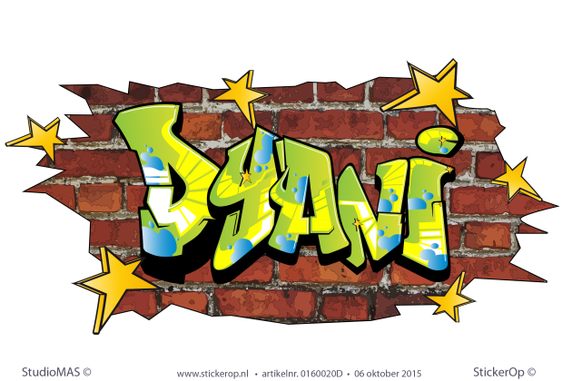 Muursticker full colour graffiti - Dyani Muursticker graffiti Dyani