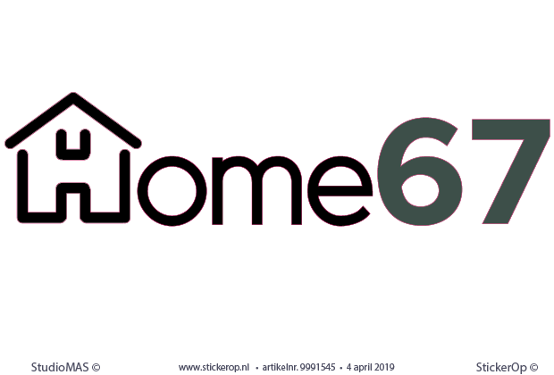 Muursticker van zakelijk logo - Home 67 eigen logo - Home67