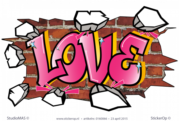 Muursticker full colour graffiti - Love muursticker graffiti love