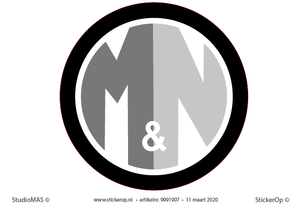 Muursticker van zakelijk logo - M en N - muursticker zakelijk logo - MenN