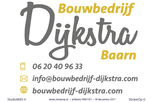 voor zakelijke toepassing - belettering Dijkstra aanhanger