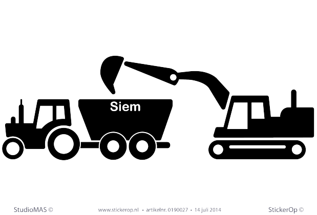 Muurstickers thema muursticker kinderkamer set graafmachine met tractor