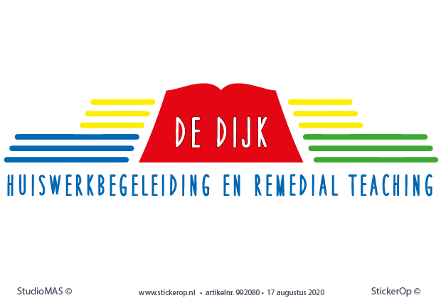 Raamsticker zakelijk logo - De Dijk Huiswerkbegeleiding en Remedial Teaching - 2 stuks afmeting per logo 200 x 52 cm. - raamsticker van eigen logo - De Dijk Huiswerkbegeleiding
