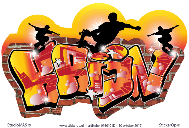 Muurstickers graffiti thema sport - Skateboarden - Krijn muursticker graffiti sport skateboarden-Krijn