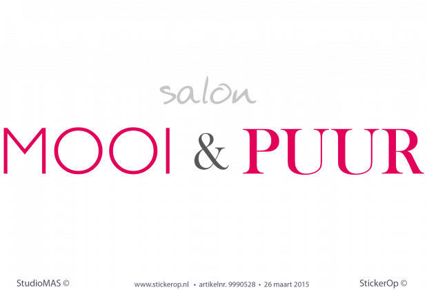 muursticker zakelijk logo salon mooi en puur