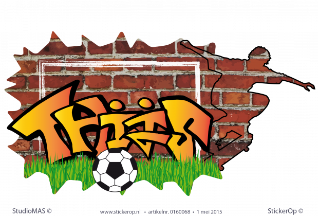 Full colour muursticker graffiti - Sportieve Thijs muursticker graffiti sportieve Thijs