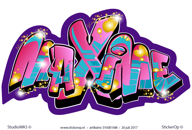 Muurstickers graffiti van eigen naam - Maxime Muursticker graffiti eigen naam - Maxime