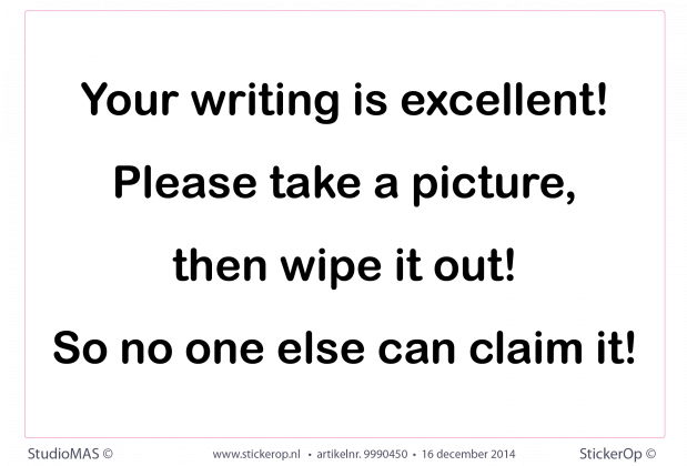 110 stuks Your writing.. 12x8 cm - full colour, watervast en kleurecht zakelijk stickers your writing