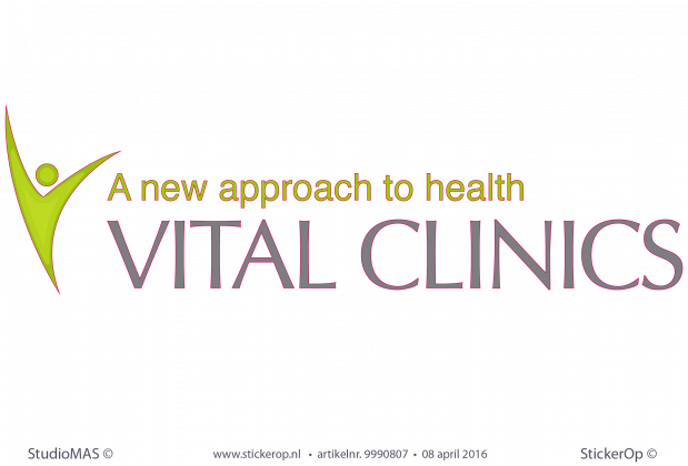 Muur- of deursticker zakelijk logo - Vital Clinics logostickers zakelijk logo Vital Clinics