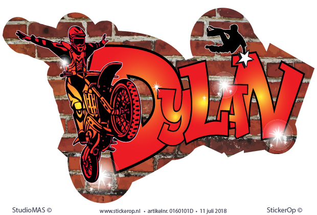 Muursticker graffiti motorsport - Dylan