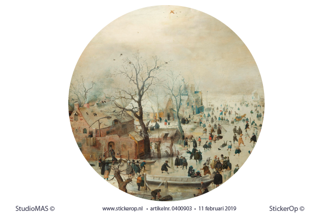 Muursticker Winterlandschap met schaatsers - Hendrick Avercamp ca 1608