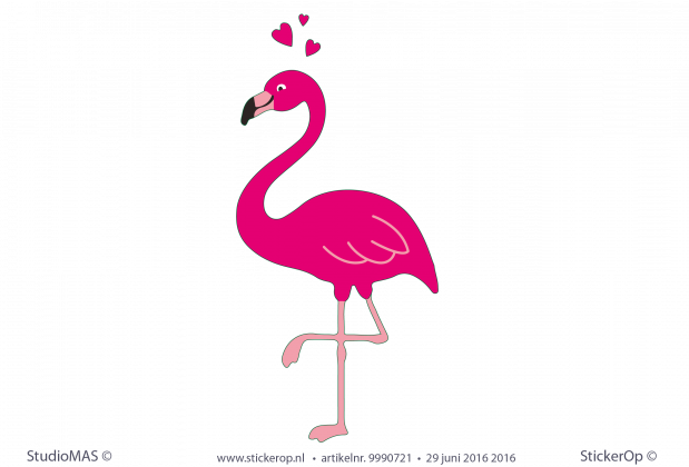 Muursticker geboortekaartje Vereeckes flamingo