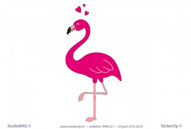 Muurstickers van geboortekaartje - Vereecke's flamingo Muursticker geboortekaartje Vereeckes flamingo
