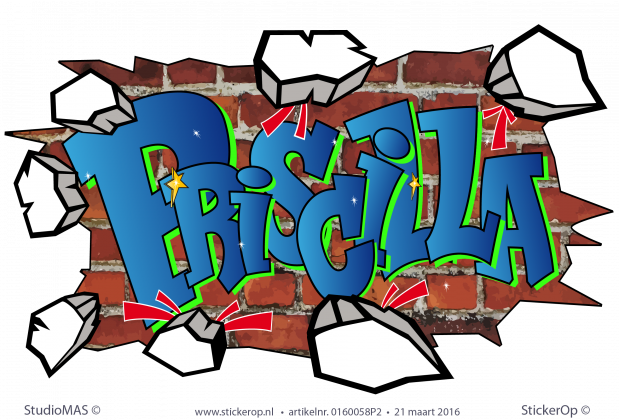 muursticker graffiti Priscilla