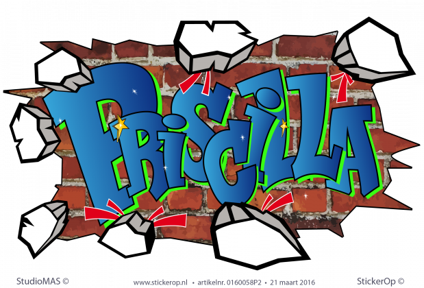 Muurstickers graffiti - Priscilla muursticker graffiti Priscilla