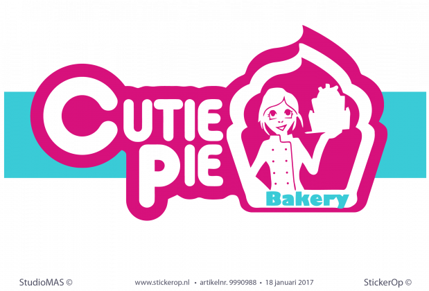 Muursticker zakelijk logo Cutie Pie Bakery