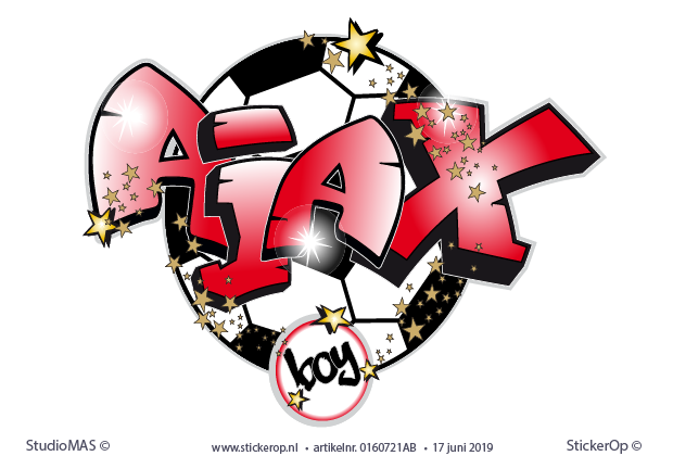 Muursticker graffiti Ajax met eigen naam - Boy graffiti Ajax - Boy