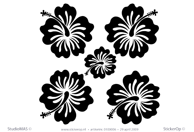Muursticker decoratie zelf maken - Bloemenset hybiscus muursticker bloem set hybiscus