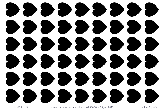Muurstickers decoratie zelf maken - -hartjes 2,5 cm - 54 stuks muursticker zelf maken hartjes 25 cm