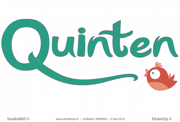 Muursticker van zelf aangeleverd ontwerp - Quinten Muursticker eigen naam Quinten