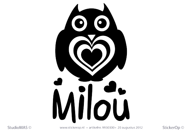 Muursticker thema raamsticker geboorte uil met naam