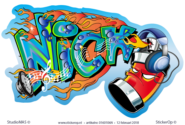 Muurstickers graffiti thema muzikaal - Nick