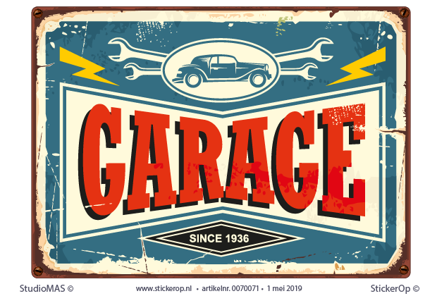Muursticker decoratie kinderkamer - retro reclameborden - Garage 01